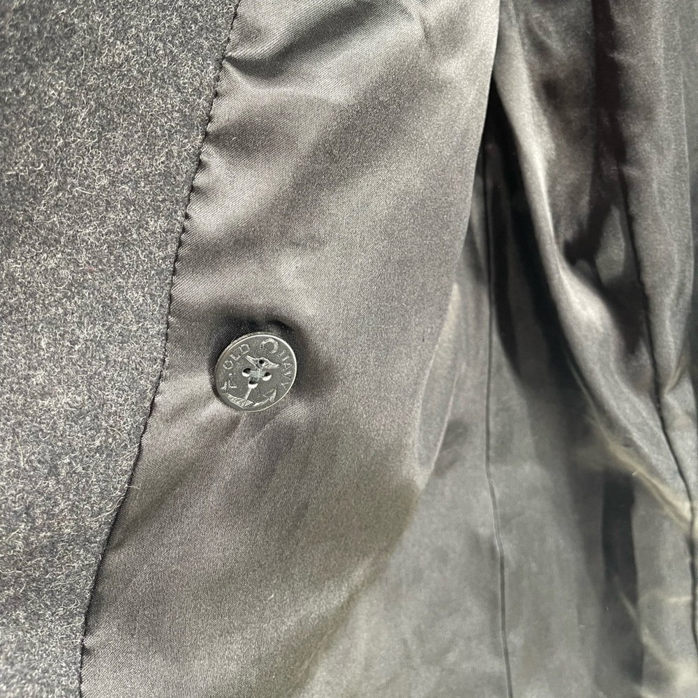 Old Navy Classic Charcoal Gray Peacoat Y2K Wool Warm Winter Womens Lapel Lg - Picture 7 of 10